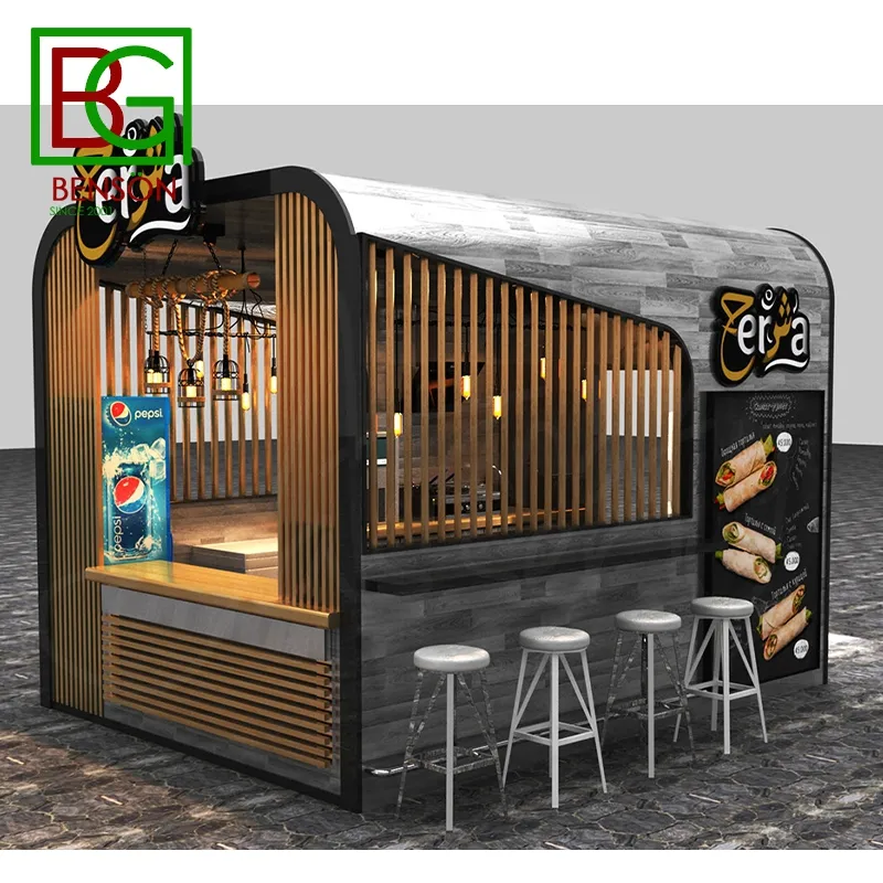 New Fixtures Fresh Juice Bar Kiosk Display Mall Food Kiosk Stands High Quality Design Cheap Prefab Food Kiosk