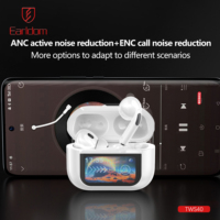 Earldom ANC ENC tws earbud dengan LCD Digital, headphone In-Ear nirkabel dengan layar kontrol sentuh LCD kualitas tinggi peredam bising