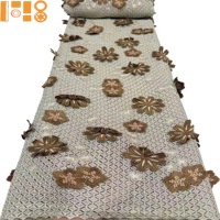 Dentelle Guipure en Polyester Brodé 3D à Fleurs Solubles dans l'Eau, Tissu de Luxe pour Robe de Banquet, Style Européen et Américain