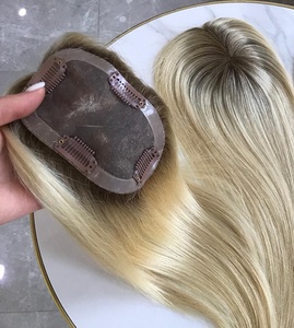 Extensiones de Cabello Humano Balayage Hechas a Mano, Topper Corto Pequeño de Monofilamento con Base Invisible para Mujer, Topper de Corona para Volumen, Uso Diario Ligero - Product Image 6