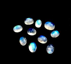 10pcs High Quality Natural Rainbow Moonstone Smooth Oval Shape White Fire Loose Gemstone Cabochons for Jewelry <b>Stone</b> Beads - Product Image 5