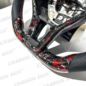 Volante Deportivo de Cuero con Palanca de Cambios de Fibra de Carbono Forjada con LED Rojo, Apto para <span class=keywords><strong>Benz</strong></span> W204 C63 W204 E63 - Product Image 5
