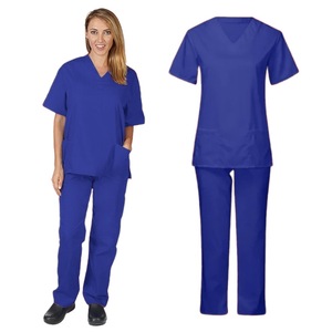 V Neck Nursing Uniform Two Piece Set Unisex Moisture Wicking Hospital <b>Scrubs</b> Split Set For Men And Women - Product Image 2