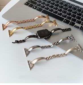 Pulsera de metal de acero inoxidable simple OEM para mujer, gran oferta, correas de reloj inteligente de lujo, transpirable, Compatible con <span class=keywords><strong>Apple</strong></span> <span class=keywords><strong>Watch</strong></span> 9 6 <span class=keywords><strong>SE</strong></span> - Product Image 1