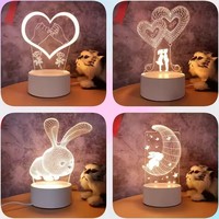 Lampe de nuit LED USB en acrylique cristal 3D à illusion optique personnalisée avec photo, thème Anime, pour chambre d'enfant, table ou bureau