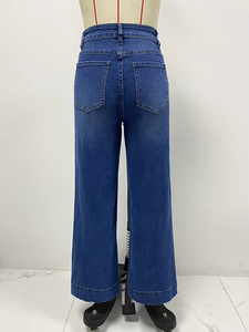 Jean taille haute femme, nouvelle collection printemps/été 2026, coupe droite rétro, style élégant, jambe large et ajustée - Product Image 5