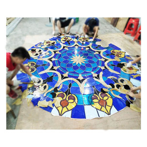 Nhà Thờ Kính Mái Vòm Cửa Sổ Panels Kiến Trúc Tiffany Phong Cách Stained Glass Vàng Bow Tie Pendant Stained Glass Trang Trí - Product Image 1