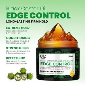 개인 라벨 블랙 피마자 오일 강한 스타일링 헤어 젤 가장자리 제어 비 기름기 브레이드 헤어 왁스 - Product Image 3