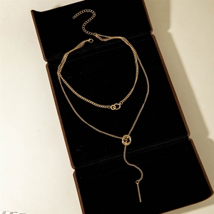 Collana <span class=keywords><strong>con</strong></span> Pendente Lungo a Doppio Anello <span class=keywords><strong>e</strong></span> Nappine, Stile Geometrico Multistrato, Gioielli Transfrontalieri Europei <span class=keywords><strong>e</strong></span> Americani - Product Image 2