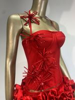 Ensemble jupe et haut corset rose élégant OUDINA Fashion, mini, floral, deux pièces, bandage, pour soirée, femme