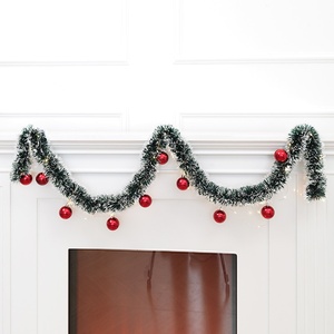 Christmas Tinsel Garland Set with <b>Lights</b> Christmas Balls Decorative Ribbon Vine Ornaments Mall <b>Window</b> Decorations - Product Image 1