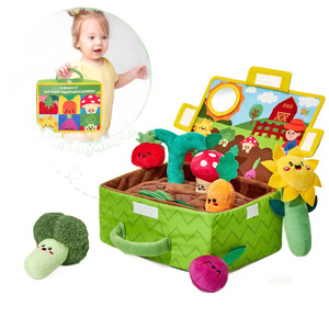 Muñeco Cognitivo para Bebés - Juguete de Peluche de Verduras y Frutas con Sonajero de Papel Arrugado, Espejo Interactivo para Bebés y Reconocimiento de Vegetales - Product Image 5