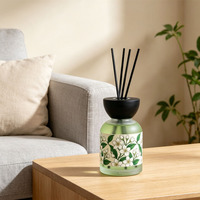 Bouteilles diffuseurs de luxe rondes en verre 100ml 150ml 200ml avec bouchon en bois pour diffuseur à bâtonnets, emballage essentiel pour parfums d'intérieur