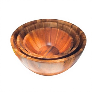 Juego de Tazones para Ensalada de Madera Natural, 3 Piezas, Solo Lavar a Mano, Utensilios Aptos para Alimentos, Hechos en Vietnam - Product Image 1