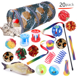 Surtido de Juguetes Interactivos de Plástico para Gatos: Varita con Plumas, Ratón de Peluche, Túnel de Doble Vía y Pelotas con Sonido para Gatitos - Product Image 6