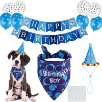 Fournitures pour fête d'anniversaire de chien et de chat, décorations de fête d'anniversaire pour fille et garçon, ballons à empreintes de pattes, nœud papillon, chapeau