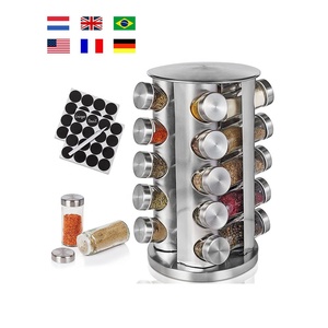 Portabottiglie rotante <span class=keywords><strong>per</strong></span> spezie da cucina 360 scaffale <span class=keywords><strong>per</strong></span> condimenti con ripiano rotante in acciaio inossidabile portaspezie rotondo con giostra in piedi - Product Image 1