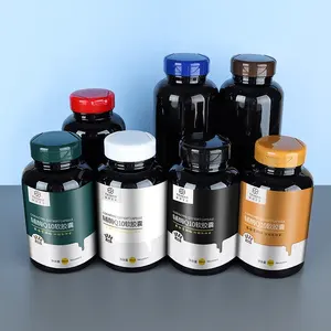 Confezione in plastica per animali domestici bottiglia di pillola vitaminica medicinale nero capsula con tappo a vite 300ml
