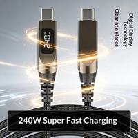 Kabel Data Anyaman Tipe-C Pengisian Cepat 240W dengan Layar Digital 100W Cocok untuk Ponsel Cocok untuk Android