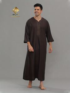 Vêtements de prière décontractés pour hommes musulmans, style national, robe longue élégante, manches raglan douces, séchage rapide, respirant, léger, agréable - Product Image 6