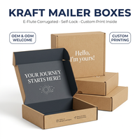 Boîte d'expédition personnalisée en carton ondulé Kraft, auto-adhésive, double paroi E Flute, avec logo imprimé intérieur/extérieur, OEM ODM, vente en gros, usine, en vrac