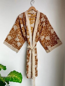 Robe de chambre kimono en coton, imprimé floral, robe de chambre de demoiselle d'honneur, vêtements de nuit d'été, taille unique, femme, bohème, léger, peignoir respirant - Product Image 4