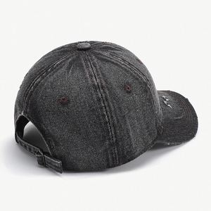 Casquette de baseball en jean déchiré rétro tendance unisexe, 100 % coton lavé, ajustable, 6 panneaux, couleur unie, marque JH, passe-partout - Product Image 4