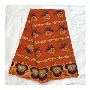 Nuovo Design Pizzo Voile Svizzero Lafaya in Cotone per Nigeria, Pizzi Colorati in Cotone con Motivo Floreale Decorato con Pietre - Product Image 4