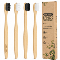 Brosse à dents à 10 000 poils ultra fins, étiquette privée personnalisée, brosse à dents en bambou biodégradable, micro-nano, douce, nettoyage en profondeur