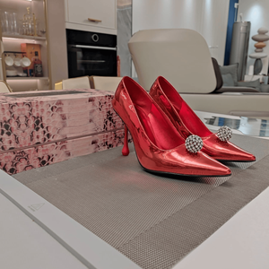 Zapatos de Tacón Jimmy para Mujer, Versátiles, con Punta en Pico, Adorno de Pedrería y Tacón Esculpido, para Uso Diario, Casual y Formal - Product Image 3