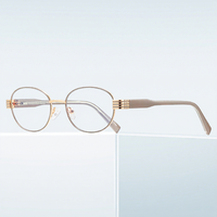 3159 Lunettes vintage anti-lumière bleue, monture ovale dorée, petite monture pleine, tendance, pour femme, look naturel pur, verres unis