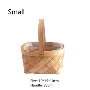 Rustic Style Wood Chip Picnic <strong>Basket</strong> with Handle for Home Decor <strong>Wall</strong> Hanging Wedding Gifts <strong>Storage</strong> <strong>Basket</strong> - Product Image 3