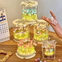 Lampu Tulip Simulasi Bunga Terlaris Kotak Kue Lampu Meja Tidur Kamar Tidur Kerajinan Tangan Lampu Malam Tulip Hadiah Pesta