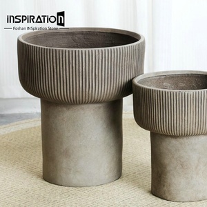Nordique Simple extérieur décor à la maison rustique grande Fiber <span class=keywords><strong>ciment</strong></span> <span class=keywords><strong>fleur</strong></span> jardin argile grand Pot de plante Extra grand Pot de <span class=keywords><strong>fleur</strong></span> avec plateau - Product Image 6