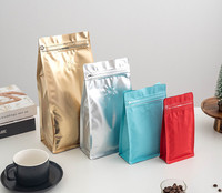 Sacs en Mylar à fond plat personnalisés avec fermeture éclair et valve à air pour bonbons, biscuits, grains de café, imprimés avec un design résistant aux odeurs
