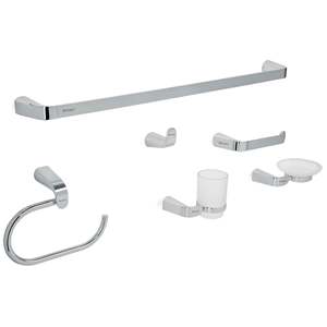 RIA-7000 moderno Set di accessori da bagno cromati 6 pezzi Riviera con finitura in acciaio inox per la casa o il bagno dell'hotel - Product Image 2