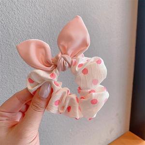Cute Rabbit Ear Scrunchies para niños Ear Dot Hair Ties C Tie Twist Bow Wire Girls Hair Band para niños - Product Image 2