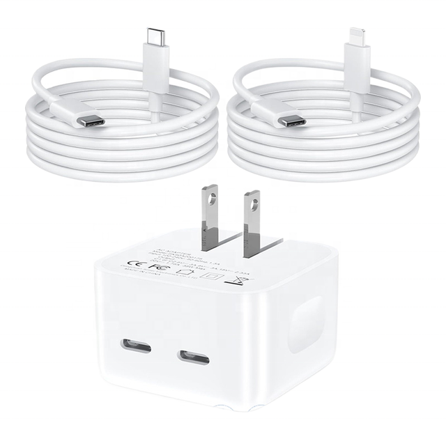 35W Dual USB-C Port Power Adapter Fast PD Charger for Type C Wall Foldable