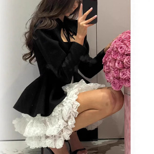 Vestidos <span class=keywords><strong>de</strong></span> Primavera 2026: Top con Cuello Cuadrado y Lazo, Manga Larga, Dobladillo con Volantes, Minivestido <span class=keywords><strong>de</strong></span> Encaje Escalonado, Conjunto <span class=keywords><strong>de</strong></span> Falda Elegante y Dulce para <span class=keywords><strong>Fiesta</strong></span> <span class=keywords><strong>de</strong></span> <span class=keywords><strong>Mujer</strong></span> - Product Image 3