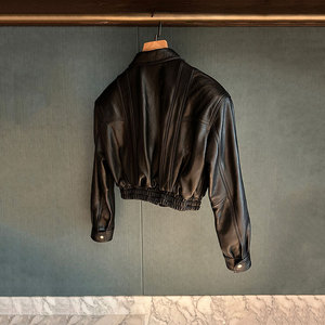 Nuova Giacca in Pelle di Pecora Conciata al Vegetale <span class=keywords><strong>Cerata</strong></span> Autunno Inverno 25 - Capospalla Corto Vintage a Vita Alta per <span class=keywords><strong>Donna</strong></span> - Product Image 5