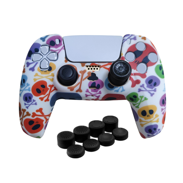 Controller Silicone Protector Rubber Case Skin Grip Cover + 8 Thumb Grips for PS5 for Play Station 5 Controller Cover Skin Case