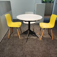 Table de réunion moderne compacte extensible avec plateau séparable et base étoile en fer, bureau de conférence compact pour réception 4 places