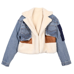 Trendige Winter-Damenjacke Hochwertige Maßgefertigte Pelzjacken Warme Mäntel Damen-Shorts Blaues Denim-Outfit Jeans-Baumwollmantel - Product Image 6
