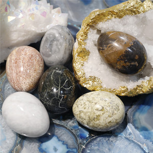Factory Wholesale Home Decoration Ornament <strong>Marble</strong> <strong>Egg</strong> Shape Stone Crafts 7.5cm Natural Stone Afghan Jade Dinosaur <strong>Egg</strong> - Product Image 2