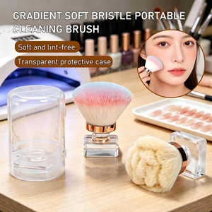 Pinceau à poussière pour ongles en fausse fourrure douce, pinceau à blush pour le nettoyage de la manucure, grand pinceau à poudre pour le visage, pour les fournitures d'art des ongles - Product Image 1