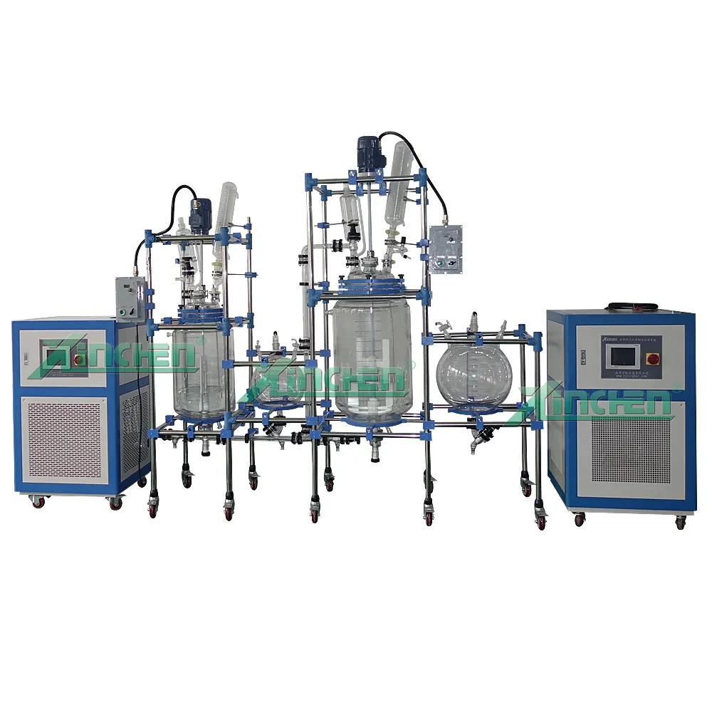 100l explosion proof jacketed glass reactor with heating and cooling circulator water ethanol heating cooling equipment prices