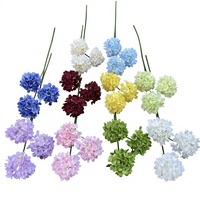 Hydrangeas artificiels miniatures à 3 têtes en soie pour la décoration de mariage, la décoration intérieure et les accessoires de photographie en extérieur - Vente en gros