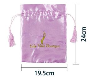 Wholesale Satin <b>Drawstring</b> <b>Bag</b> With Custom Printing Pink <b>Makeup</b> Packaging Pouch Satin Silk Dust <b>Bag</b> 19.5*24cmcm - Product Image 3
