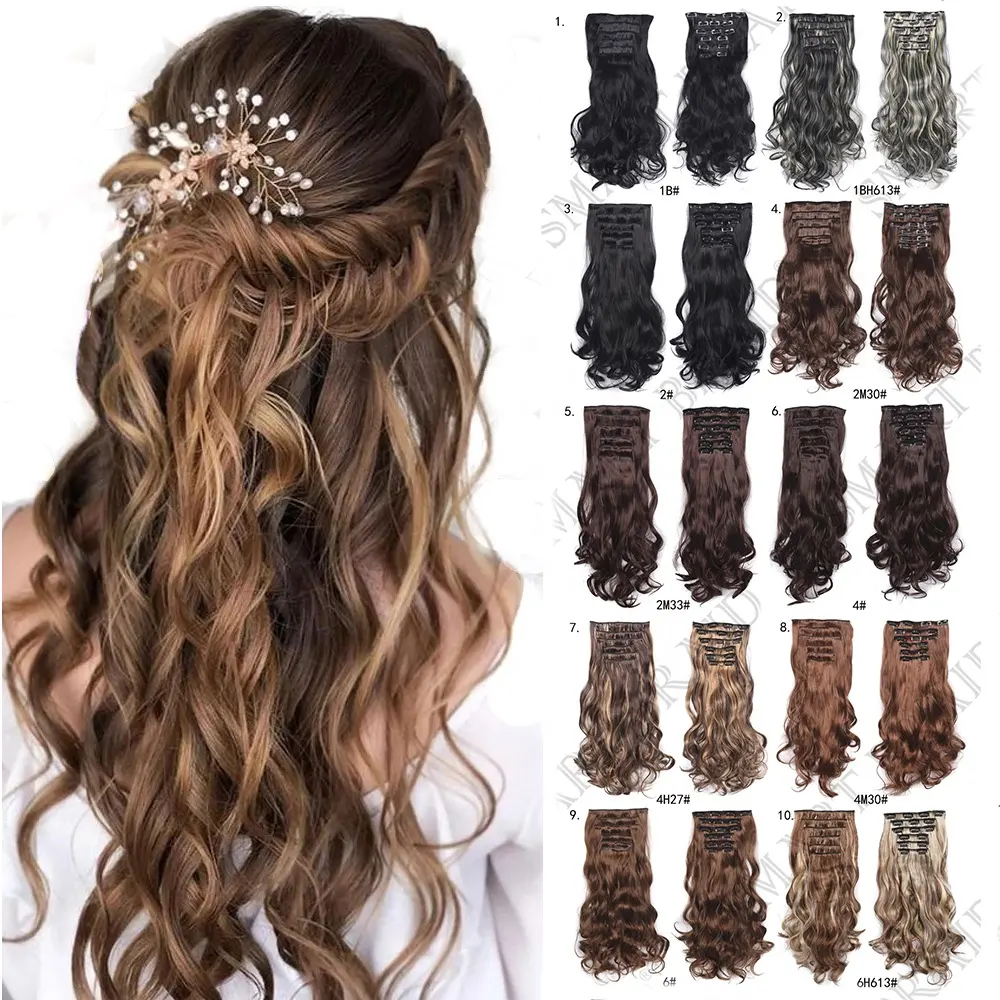 20inch Hairpiece 140G Straight Hair 6pcs/set Clips In False Styling Hair Synthetic Clip In Hair Extensions Heat Resistant