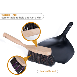 Petit balai à main pour clavier et bureau, pelle à poussière en métal et brosses à long manche en bois, ensemble de nettoyage - Product Image 5